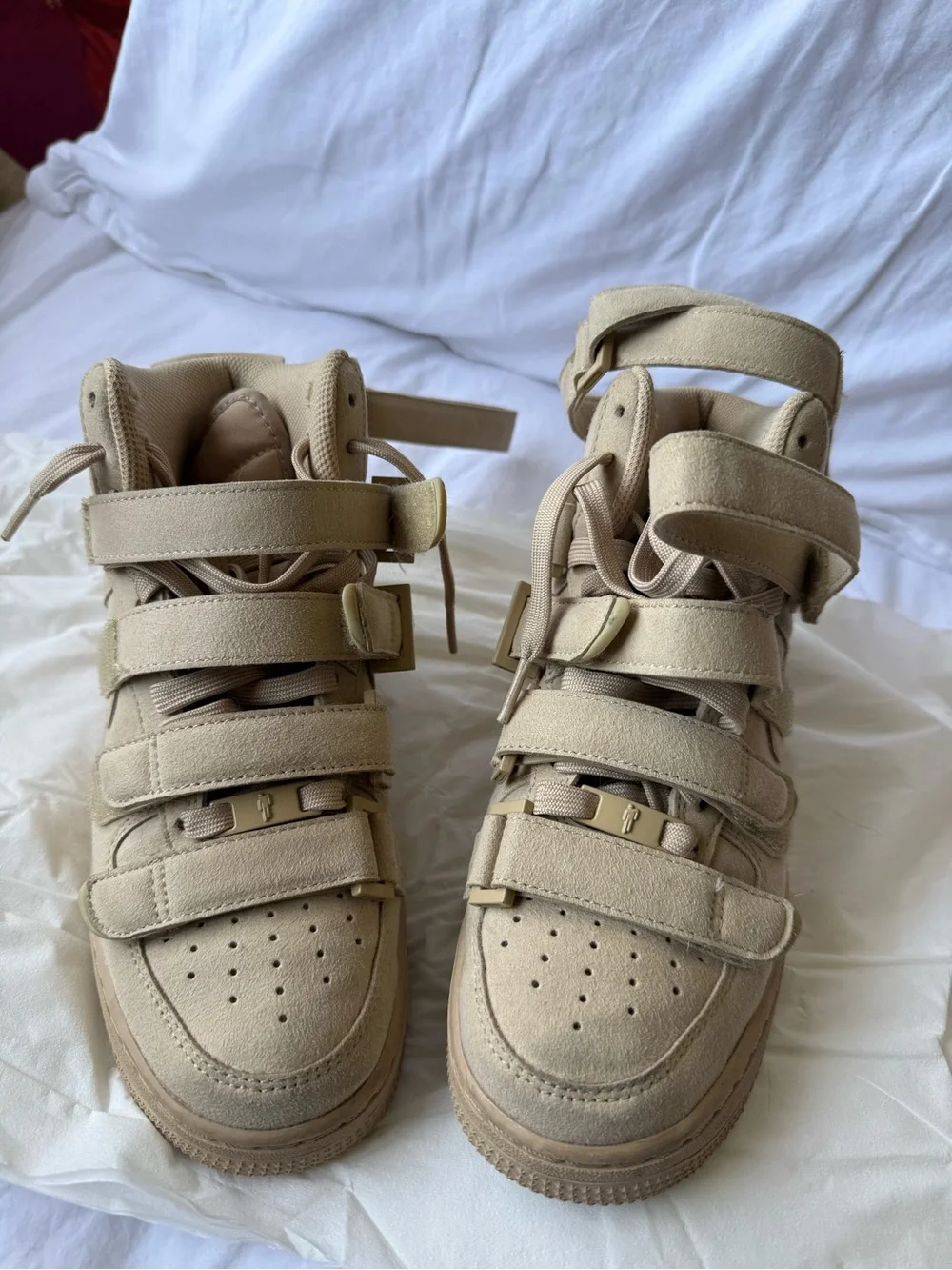 Nike Tan High-Top Strap Sneakers